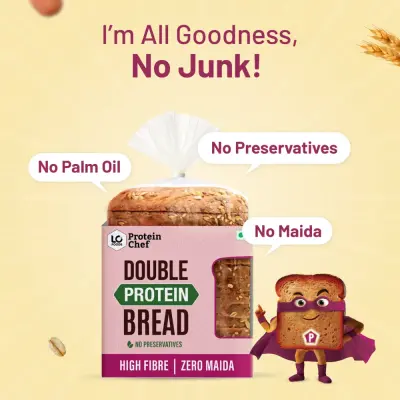 Protein Chef Double Protein Bread (No Maida, Multigrain Brown Bread) - Made with MP Sharbati Wheat
