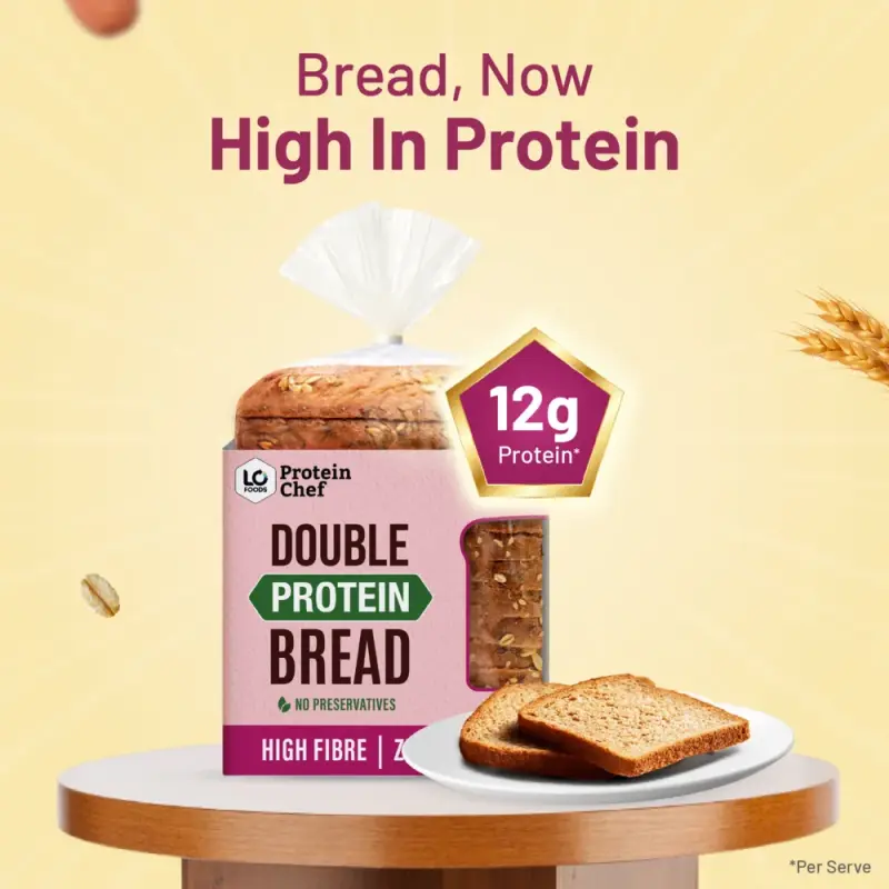 Protein Chef Double Protein Bread (No Maida, Multigrain Brown Bread) - Made with MP Sharbati Wheat