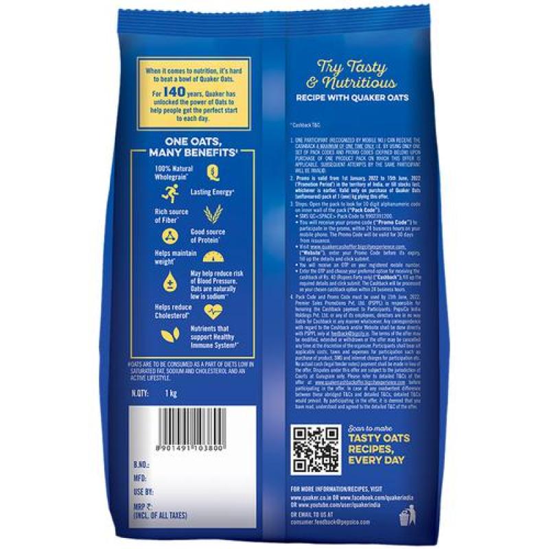 Quaker Rolled Oats, 1 kg Pouch