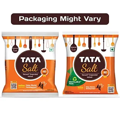Tata Salt Vacuum Evaporated Iodised Edible Common Salt, 1 kg Pouch