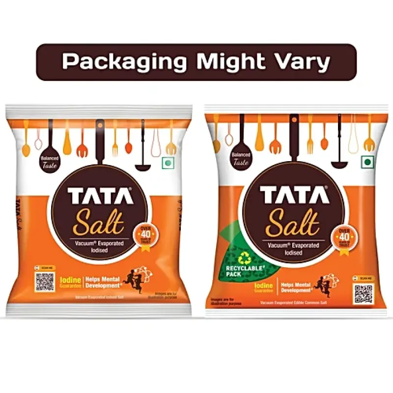 Tata Salt Vacuum Evaporated Iodised Edible Common Salt, 1 kg Pouch
