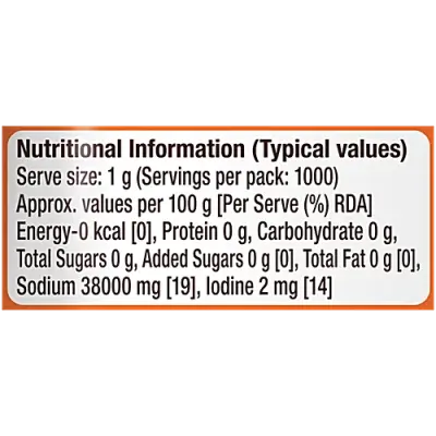 Tata Salt Vacuum Evaporated Iodised Edible Common Salt, 1 kg Pouch