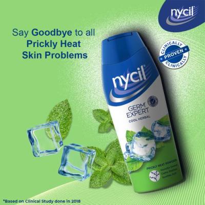 Nycil Germ Expert Prickly Heat Powder - Cool Herbal, 150 g (Get Cool Herbal 50 g Free)