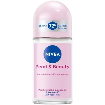 Nivea Pearl & Beauty Women Deodorant Roll On - For Smooth & Beautiful Underarms, 48h Protection, 50 ml Bottle