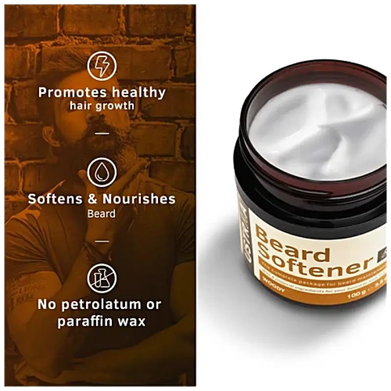 Ustraa Beard Softener - Woody, Sulphate Free Beard Moisturizer, For Men, 100 g