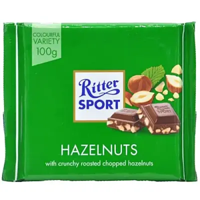 Ritter Sport Milk Chocolate - Crunchy Roasted Chopped Hazelnuts, 100 g