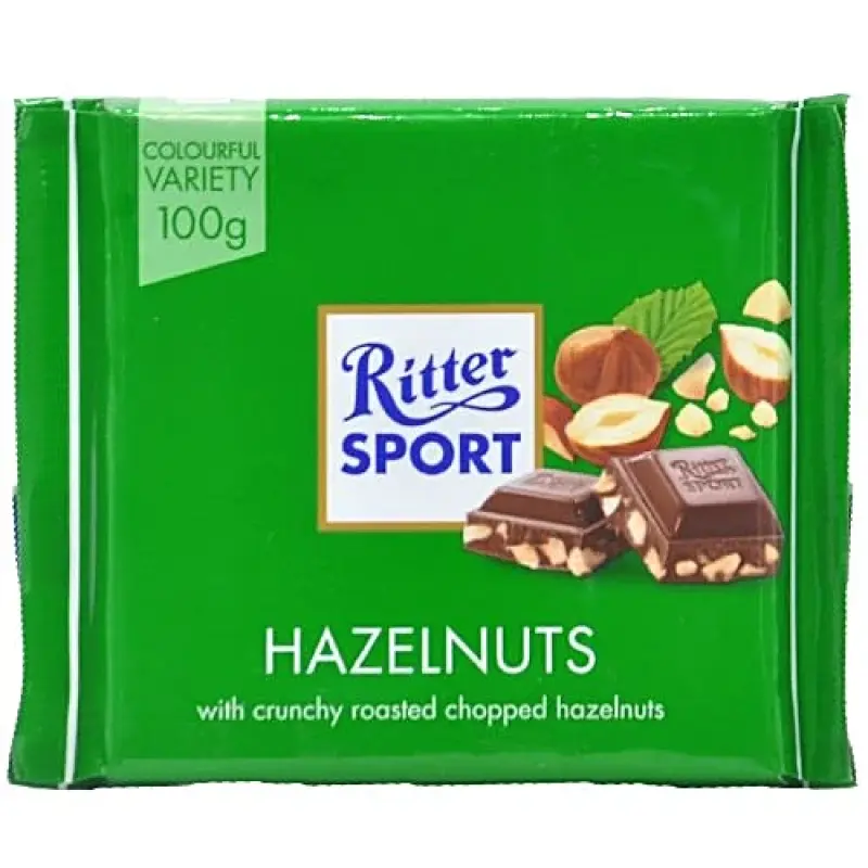 Ritter Sport Milk Chocolate - Crunchy Roasted Chopped Hazelnuts, 100 g