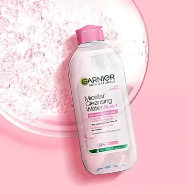 Garnier Micellar Water - Gentle Cleanser For Sensitive Skin, Get 100% Clean Skin, 125 ml