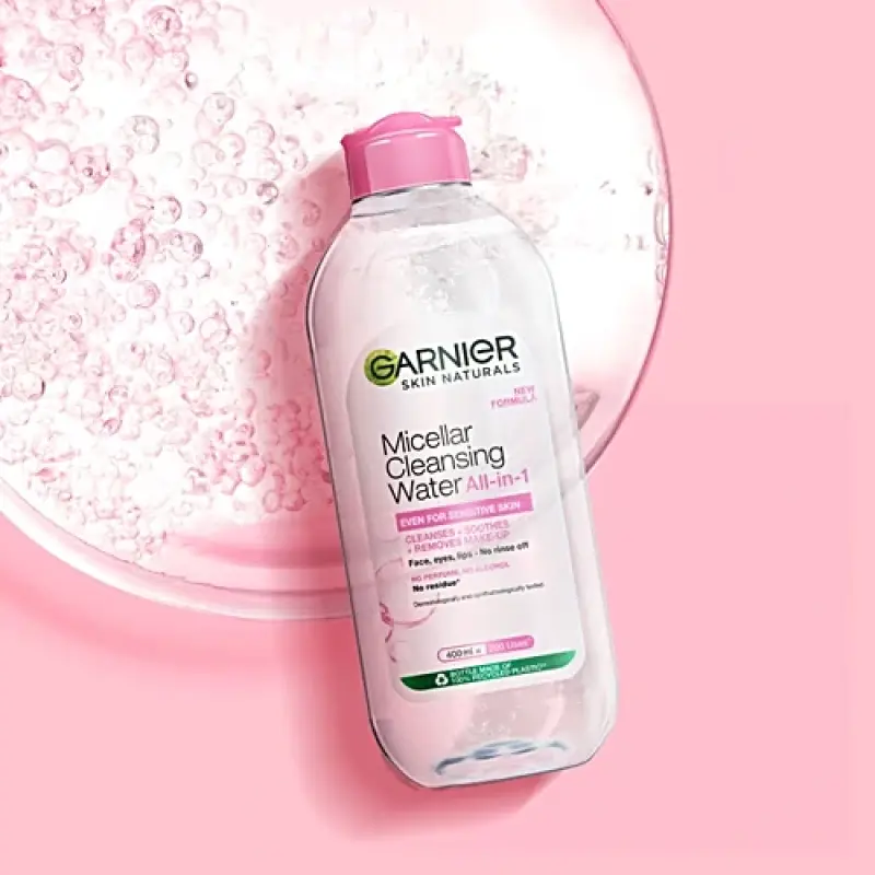 Garnier Micellar Water - Gentle Cleanser For Sensitive Skin, Get 100% Clean Skin, 125 ml