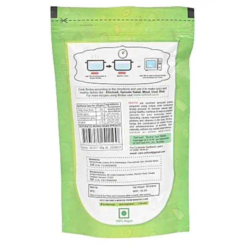 Brotos Dehydrated Sprouts - Moong Bean, 80 g