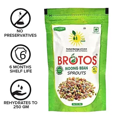 Brotos Dehydrated Sprouts - Moong Bean, 80 g