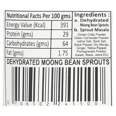 Brotos Dehydrated Sprouts - Moong Bean, 80 g