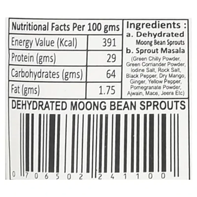Brotos Dehydrated Sprouts - Moong Bean, 80 g