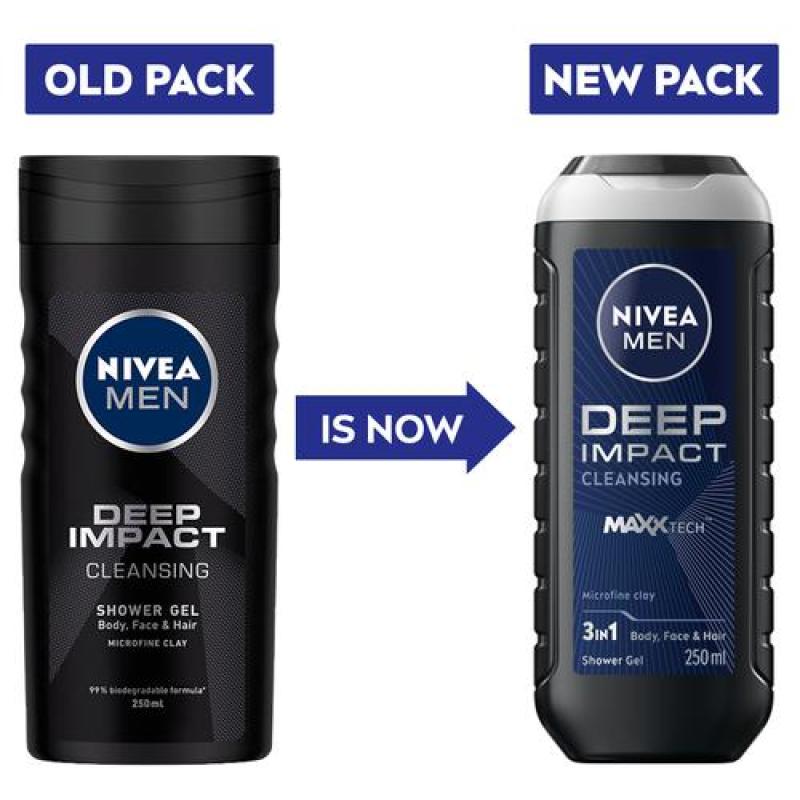 Nivea Deep Impact Men Shower Gel, 250 ml