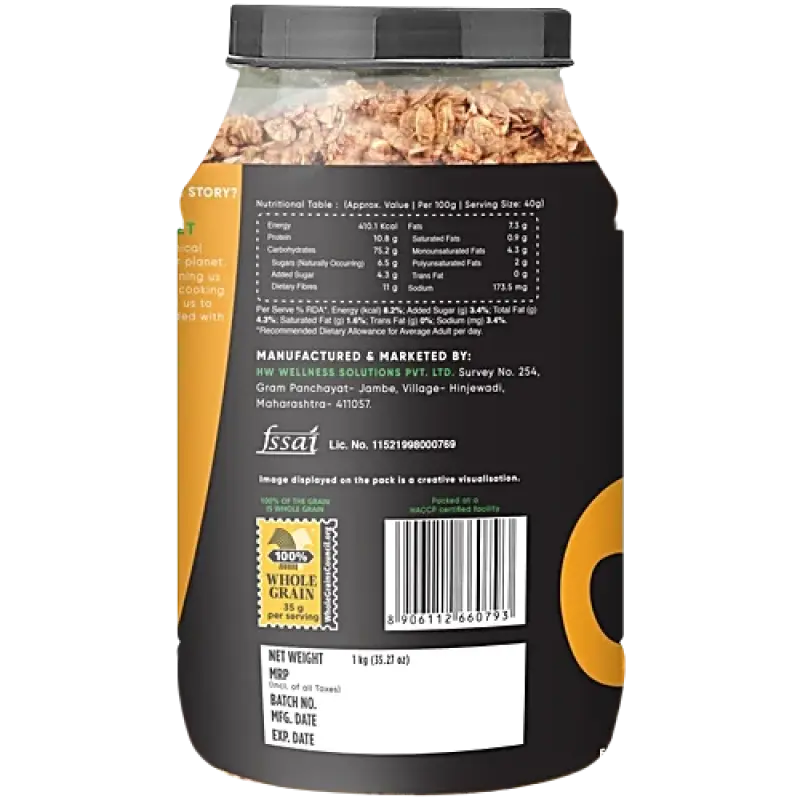 True Elements Fruit & Nut Muesli - Rich In Protein & Fiber, 1 kg Jar