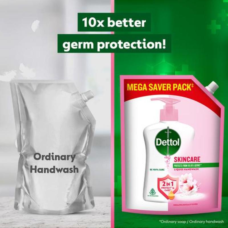 Dettol Skincare Liquid Handwash Refill, 1350 ml Pouch