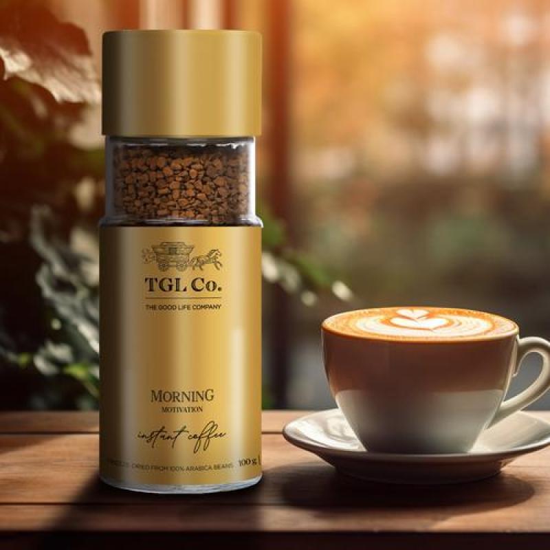 TGL Co. Morning Motivation Instant Coffee - 100% Arabica Beans, 100 g Bottle