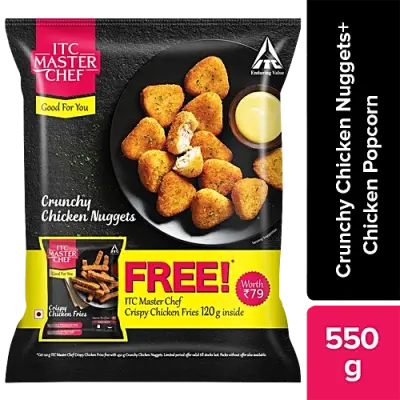 ITC Master Chef Chicken Nugget- Crunchy, High Protein, No Added Preservatives, 450 g (Get Crispy Chicken Fries, 120 g Free)