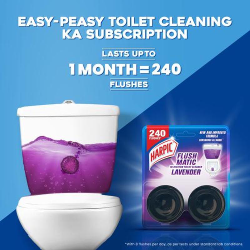 Harpic Flushmatic In-Cistern Toilet Cleaner Block - Lavender, 100 g