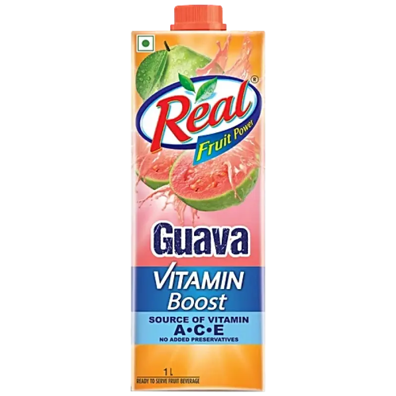 Real Fruit Power Guava Juice - Vitamin Boost, Refreshing Drink, No Preservatives, 1 L