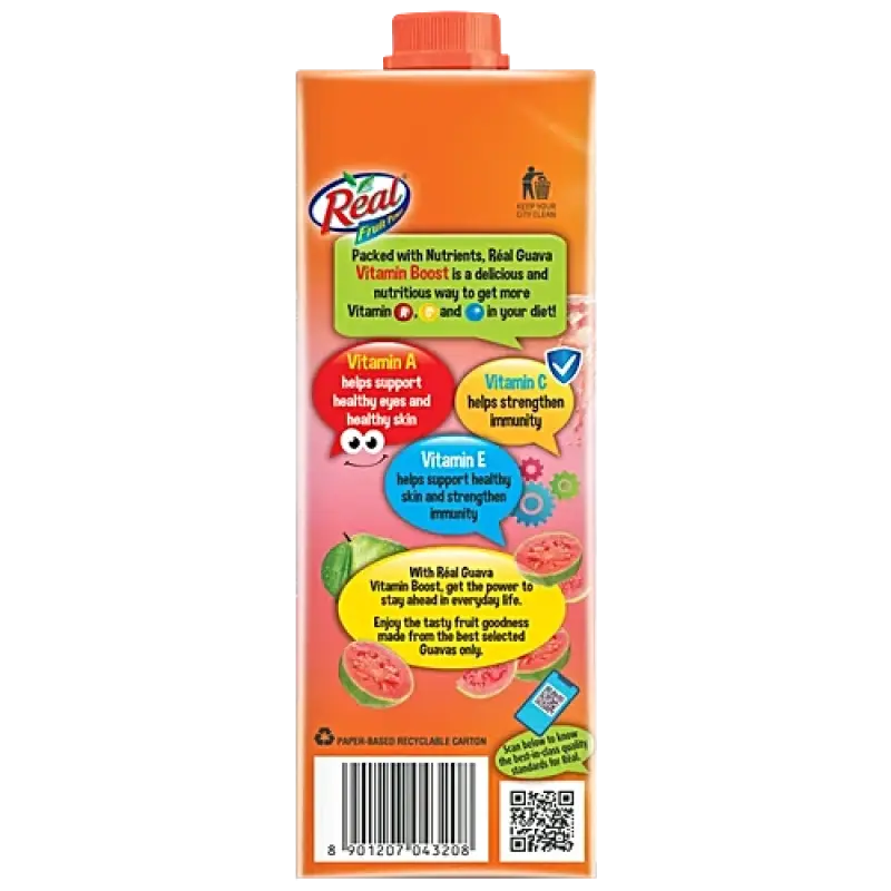 Real Fruit Power Guava Juice - Vitamin Boost, Refreshing Drink, No Preservatives, 1 L