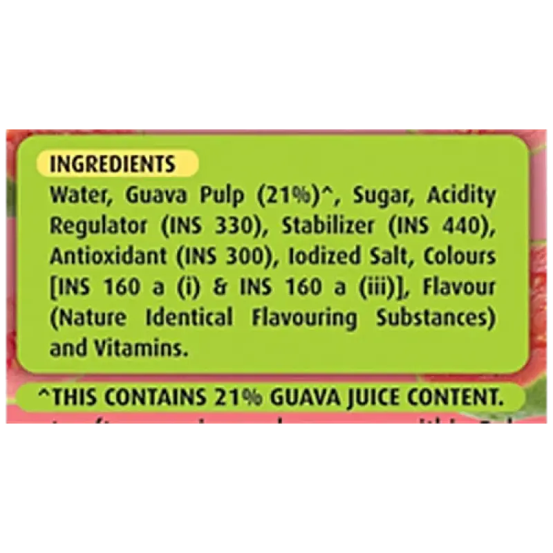Real Fruit Power Guava Juice - Vitamin Boost, Refreshing Drink, No Preservatives, 1 L