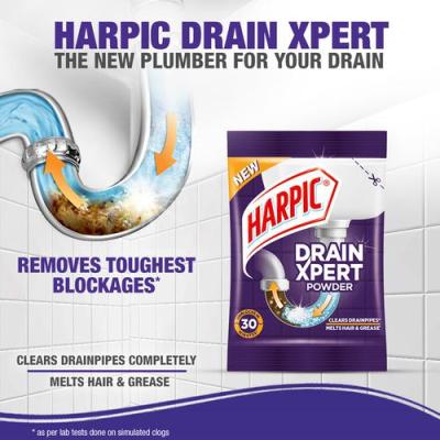 Harpic Drain Xpert Drain Cleaning Powder, 400 g (Pack of 8)