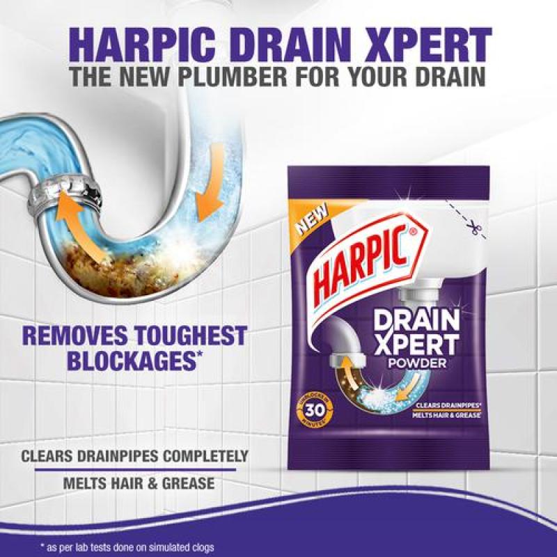 Harpic Drain Xpert Drain Cleaning Powder, 400 g (Pack of 8)