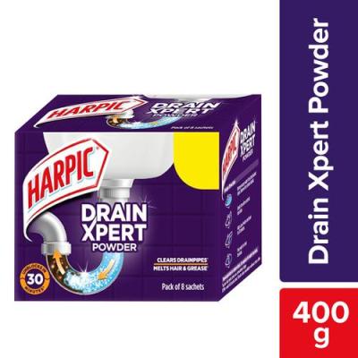Harpic Drain Xpert Drain Cleaning Powder, 400 g (Pack of 8)
