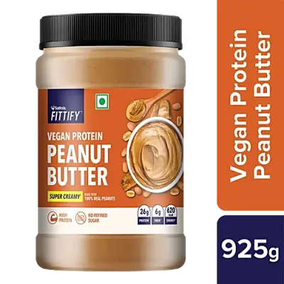 Saffola FITTIFY Vegan Protein Peanut Butter Super Creamy, 925 g Jar
