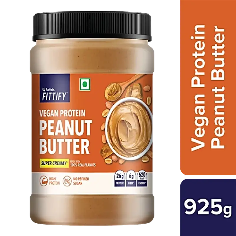 Saffola FITTIFY Vegan Protein Peanut Butter Super Creamy, 925 g Jar