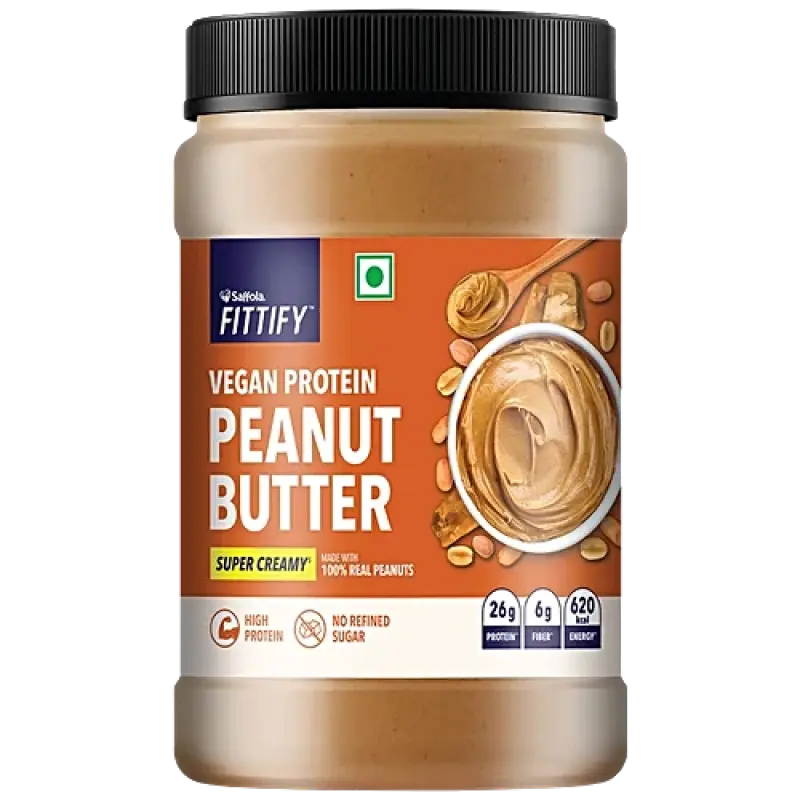 Saffola FITTIFY Vegan Protein Peanut Butter Super Creamy, 925 g Jar