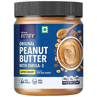 Saffola FITTIFY Original Peanut Butter with Omega-3 Super Creamy, 340 g Jar