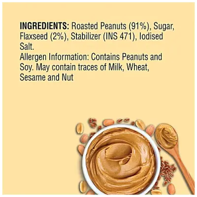 Saffola FITTIFY Original Peanut Butter with Omega-3 Super Creamy, 340 g Jar
