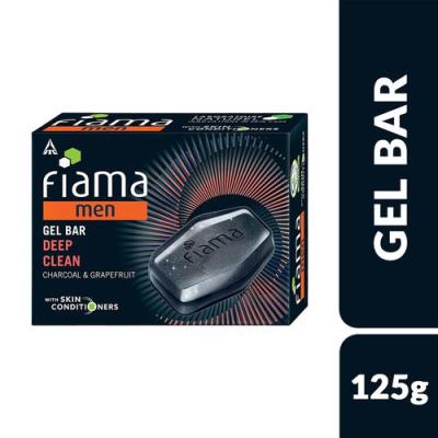 Fiama Men Deep Clean Gel Bar - Charcoal & Grapefruit, With Skin Conditioners, 125 g