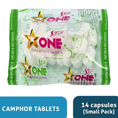 Star One Pure Camphor Tablets - Refreshing Aroma, Leaves No Residue, 14 pcs