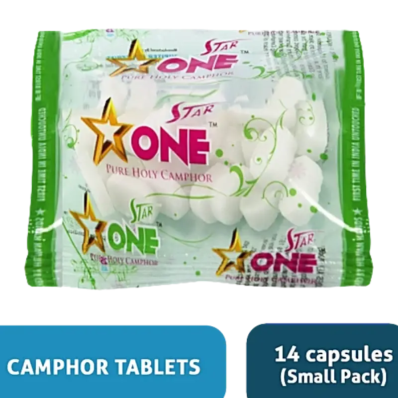 Star One Pure Camphor Tablets - Refreshing Aroma, Leaves No Residue, 14 pcs