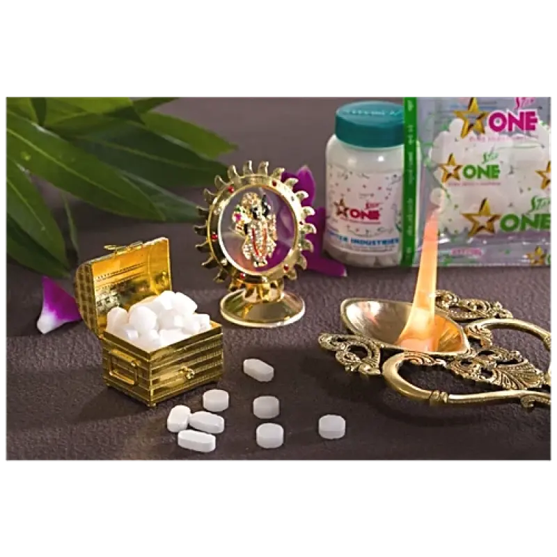 Star One Pure Camphor Tablets - Refreshing Aroma, Leaves No Residue, 14 pcs
