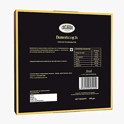 cocaodo Butterscotch Chocolates - Premium, Homemade, 160 g (Pack of 9)