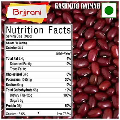 Brijrani Kashmiri Rajmah - 100% Pure, Premium Quality, No Added Preservatives, 1 kg Pouch