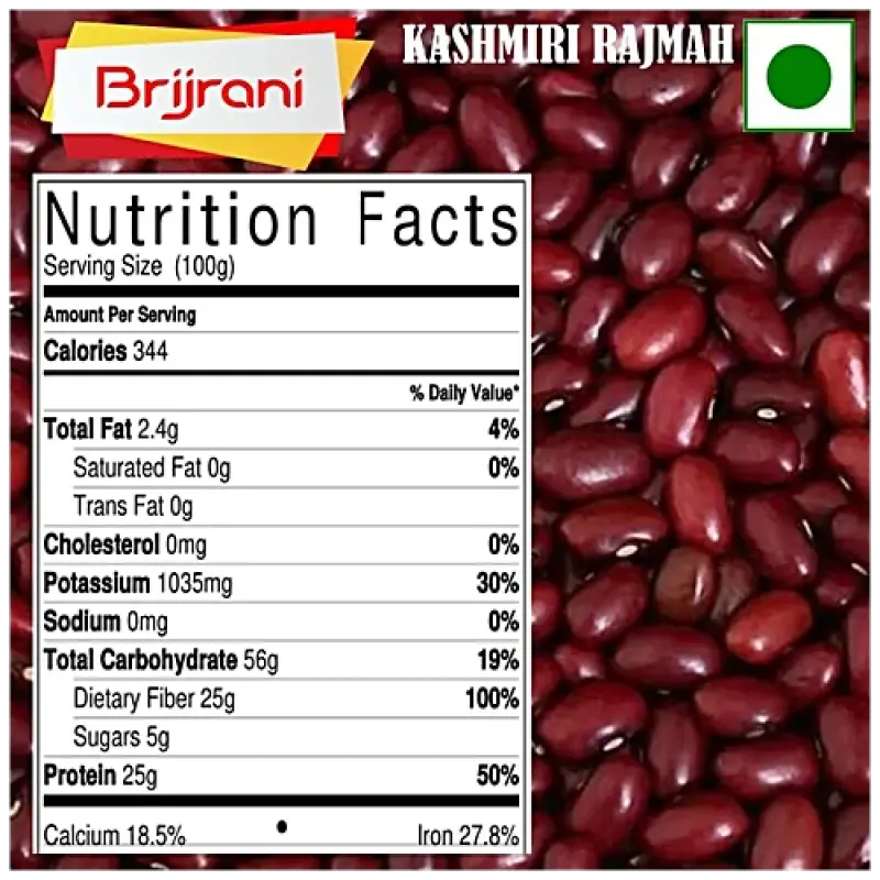 Brijrani Kashmiri Rajmah - 100% Pure, Premium Quality, No Added Preservatives, 1 kg Pouch