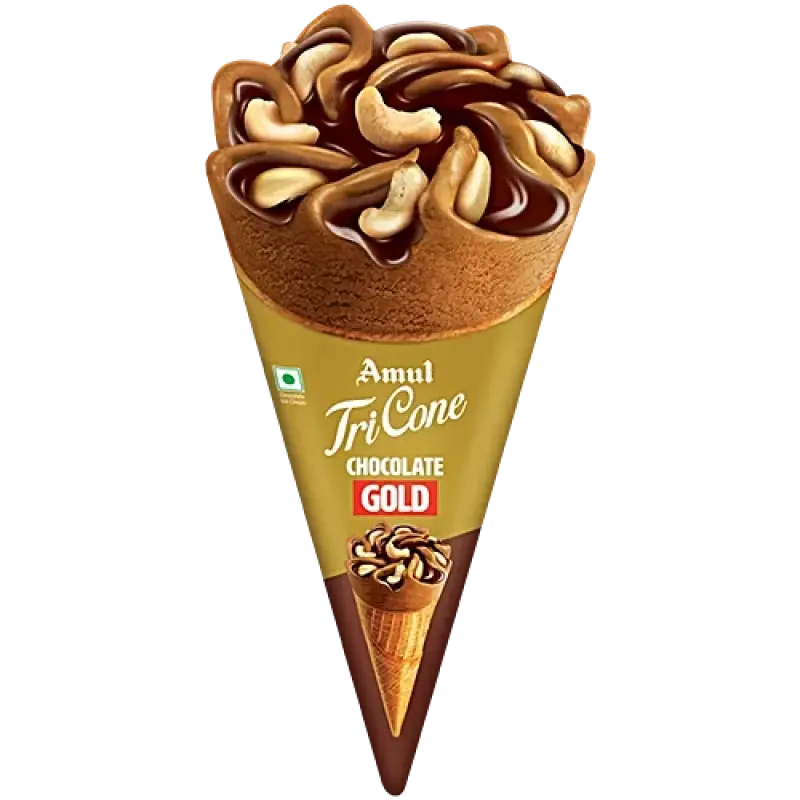 Amul Gold Tri Cone Chocolate Ice Cream, 120 ml