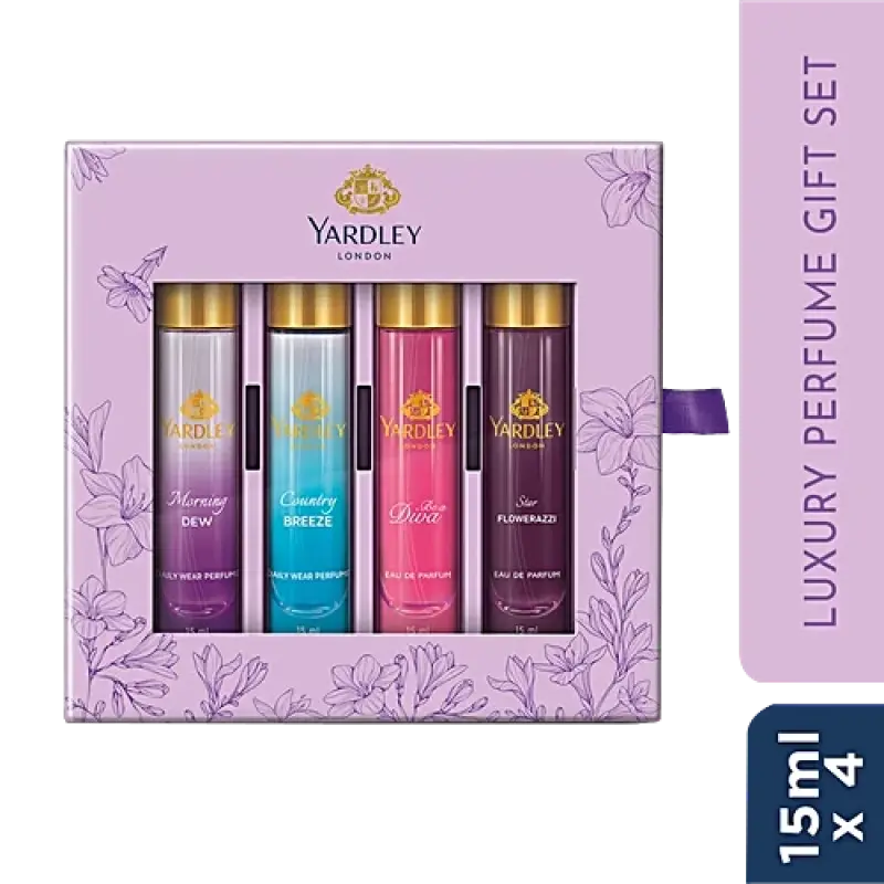 Yardley London Luxury Perfume Gift Set Combo For Women, 60 ml (15 ml x 4 pcs)