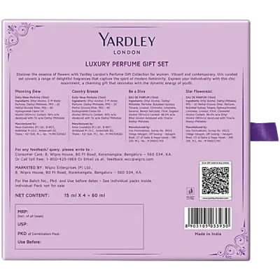 Yardley London Luxury Perfume Gift Set Combo For Women, 60 ml (15 ml x 4 pcs)