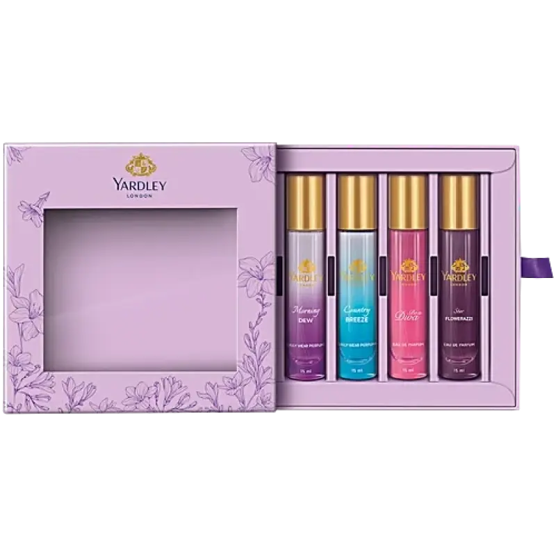 Yardley London Luxury Perfume Gift Set Combo For Women, 60 ml (15 ml x 4 pcs)