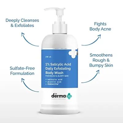 The Derma Co 1% Salicylic Acid Daily Exfoliating Body Wash, 250 ml