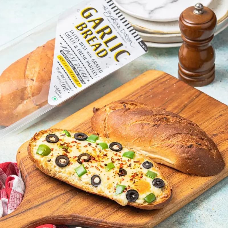 The Baker's Dozen Zero Maida Garlic Bread No Palm Oil No Preservative 100% Wholewheat