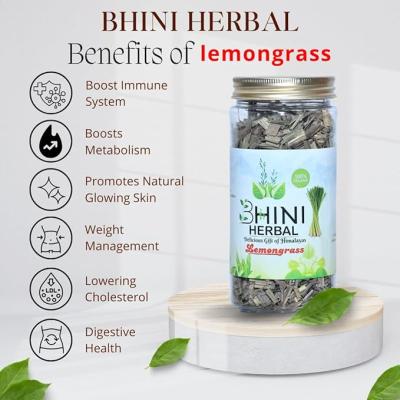 BHINI HERBAL Uttarakhand Pahadi Lemongrass Herbal Tea Leaves 50Gram + Fresh Organic Dried Oregano Leaves 50Gram (Pack of 2)