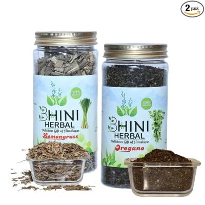 BHINI HERBAL Uttarakhand Pahadi Lemongrass Herbal Tea Leaves 50Gram + Fresh Organic Dried Oregano Leaves 50Gram (Pack of 2)