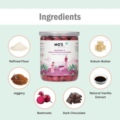 Mo's Beetroot & Dark Chocolate Cookies, 150 Gram|Vegan|Healthy And Tasty Guilt Free Snack|100% Natural & Preservatives Free